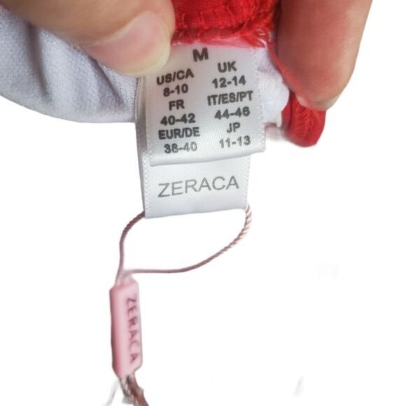 NWT ZERACA Womens Bikini Top Medium Red Triangle Padded Adjustable Straps Halter - Picture 5 of 7